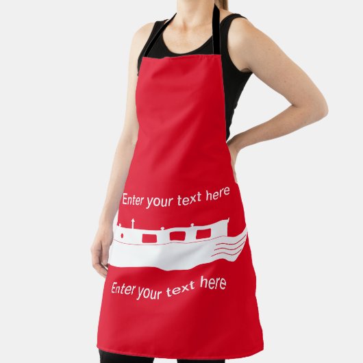 Weißes Narrowboat mit Text-All-Over-Print-Schürze Schürze (InSitu)