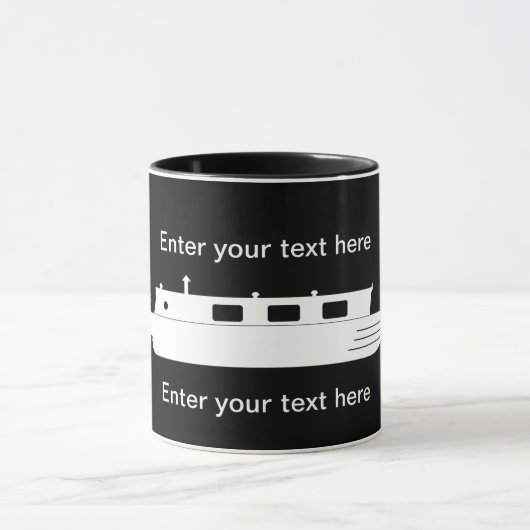 Weißes Narrowboat mit Text Tasse (Zentrum)
