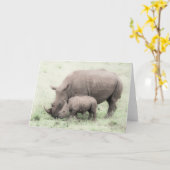 Weißes Nashorn u. Baby-Gruß-Karte Karte (Gelbe Blume)