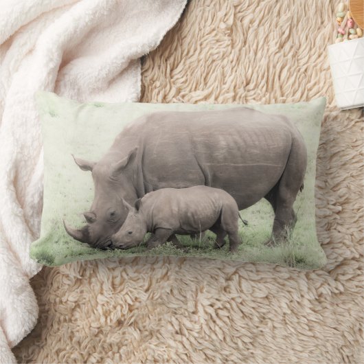 Weißes Nashorn u. Baby-Kissen Lendenkissen (Decke)
