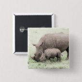 Weißes Nashorn u. Baby-Knopf Button (Vorne & Hinten)