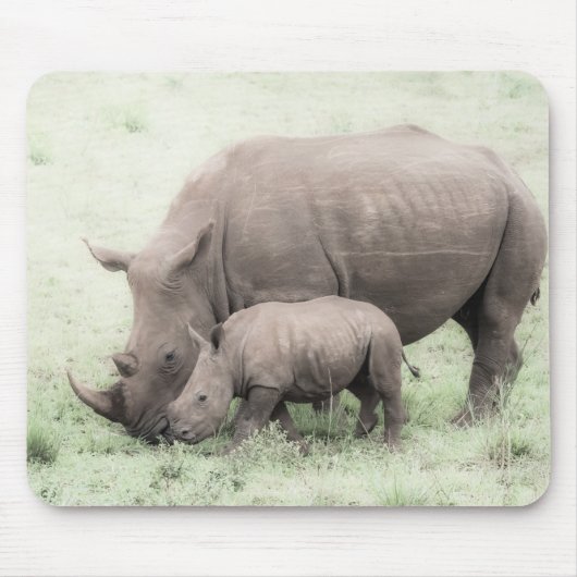 Weißes Nashorn u. Baby Mousepad (Vorne)