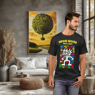 Weißes Neon-Alien – Funky-Pop-Art-Kreatur T-Shirt