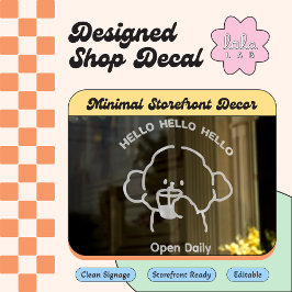 Weißes Niedliches Begrüßungsfenster Vinyl Decal Ed Fensteraufkleber