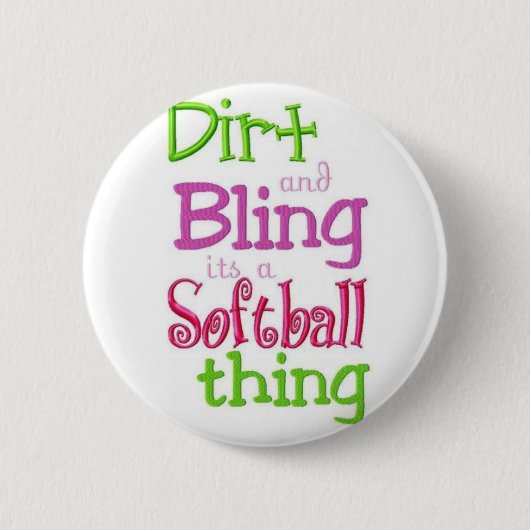 weißes niedliches des Softballzitats und cool Button (Vorderseite)