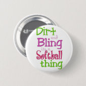 weißes niedliches des Softballzitats und cool Button (Vorne & Hinten)