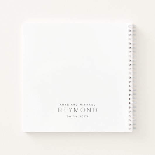 Weißes Notebook als Hochzeitsbuch Notizblock (Rückseite)
