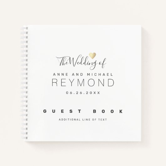 Weißes Notebook als Hochzeitsbuch Notizblock (Vorderseite)