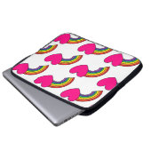 Weißes Notebook mit rosa Herz und Regenbogen Laptopschutzhülle (Vorne Knopf)