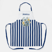 Weißes Oberteil mit blauen Streifen Schürze (Vorderseite)