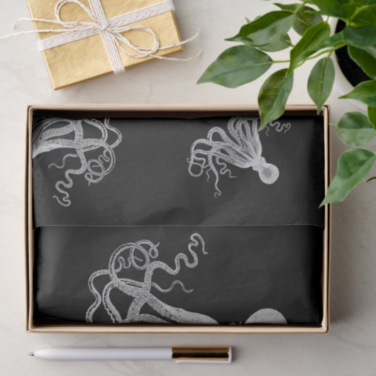 Weißes Oktopus-Schwarzteppichpapier Seidenpapier (Geschenk)