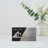 Weißes Öl-Pumpanlage-Silhouette (Metallblick) Visitenkarte (Stehend Vorderseite)