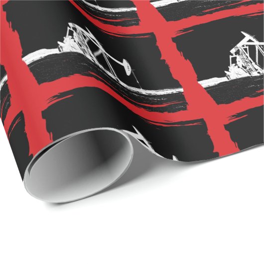 Weißes Öl-Pumpanlage-VerdoppelungSilhouette Geschenkpapier (Rolleneckpunkt)