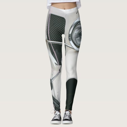 Weißes Oldsmobile-Design Leggings (Vorderseite)