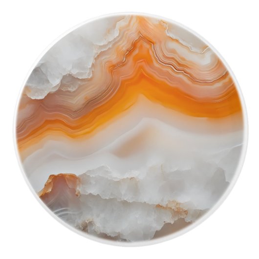 Weißes Orange-Agate-Muster Keramikknauf (Vorderseite)
