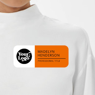 Weißes Orange Business Logo Mitarbeiter Magnetisch Namensschild