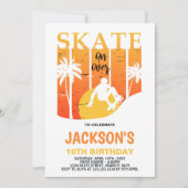 Weißes Orange Skateboard Geburtstagseinladungen Einladung (Vorderseite)