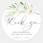 Weißes Orchid-Brautparty Runder Aufkleber (Vorderseite)