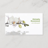 Weißes Orchid mit Reflektion über Wasser Visitenkarte (Vorderseite)