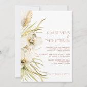 Weißes orchid Pampas Gras Moderne Hochzeit Einladung (Vorderseite)