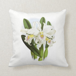 Weißes Orchideen-Wurfs-Kissen Kissen