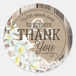 Weißes Orchideenholz, rustikales Hochzeitslabel Runder Aufkleber