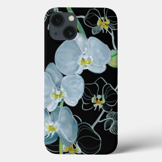 Weißes Orchideenmuster Case-Mate iPhone Hülle (Rückseite)