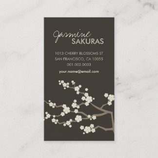 Weißes orientalische Kirschblüten-elegantes Chic Visitenkarte