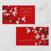 Weißes orientalische Kirschblüten-elegantes Chic Visitenkarte (Vorne/Hinten)