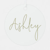 Weißes Ornament mit Ihrem Namen in Goldschrift (Vorderseite)