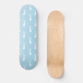 Weißes Oster Bunny Rabbit Ohren Pastellblauer Früh Skateboard (Vorderseite)