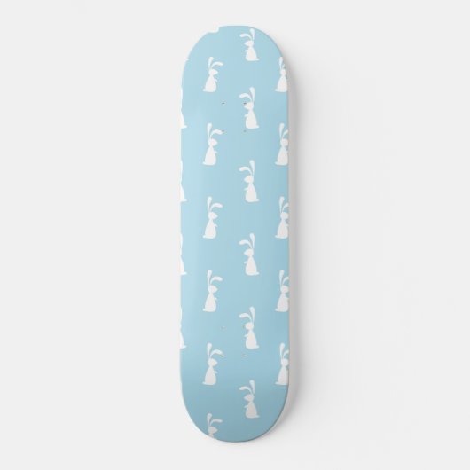 Weißes Oster Bunny Rabbit Ohren Pastellblauer Früh Skateboard (Vorderseite)