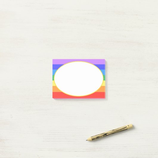 Weißes Oval auf schönem Regenbogen Post-it Klebezettel (Auf Schreibtisch)