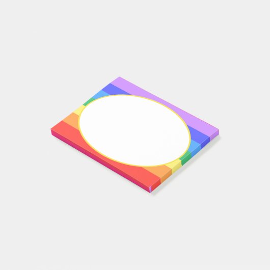 Weißes Oval auf schönem Regenbogen Post-it Klebezettel (angewinkelt)