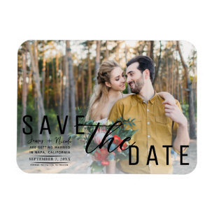Weißes Overlay-Foto Save the Date Hochzeit Magnet