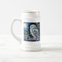 Weißes Owl am Zweig im Mondlicht Personalisiert