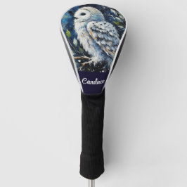 Weißes Owl am Zweig im Mondlicht Personalisiert Golf Headcover