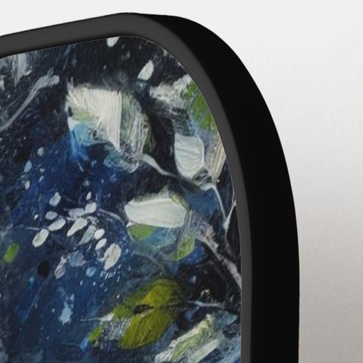 Weißes Owl am Zweig im Mondlicht Personalisiert Pickleball Schläger (Linke Seite)