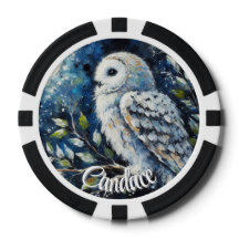 Weißes Owl am Zweig im Mondlicht Personalisiert