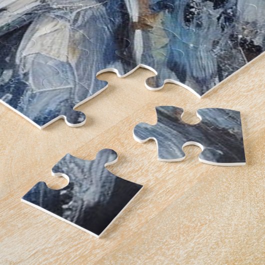 Weißes Owl am Zweig im Mondlicht Personalisiert Puzzle (Seite)