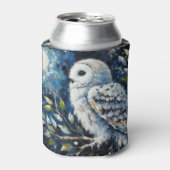 Weißes Owl am Zweig in der Mondlichtmalerei Dosenkühler (Kanne Vorderseite)