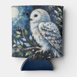Weißes Owl am Zweig in der Mondlichtmalerei Dosenkühler