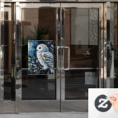 Weißes Owl am Zweig in der Mondlichtmalerei Fensteraufkleber (Büro Tür)