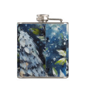 Weißes Owl am Zweig in der Mondlichtmalerei Flachmann (Rückseite)