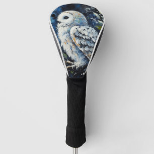 Weißes Owl am Zweig in der Mondlichtmalerei Golf Headcover