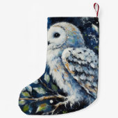 Weißes Owl am Zweig in der Mondlichtmalerei Kleiner Weihnachtsstrumpf (Rückseite)