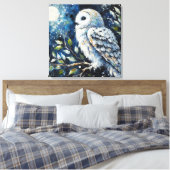 Weißes Owl am Zweig in der Mondlichtmalerei Leinwanddruck (Insitu (Schlafzimmer))