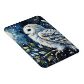Weißes Owl am Zweig in der Mondlichtmalerei Magnet (Rechte Seite)
