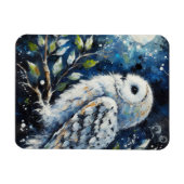 Weißes Owl am Zweig in der Mondlichtmalerei Magnet (Horizontal)