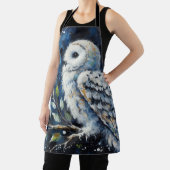 Weißes Owl am Zweig in der Mondlichtmalerei Schürze (InSitu)